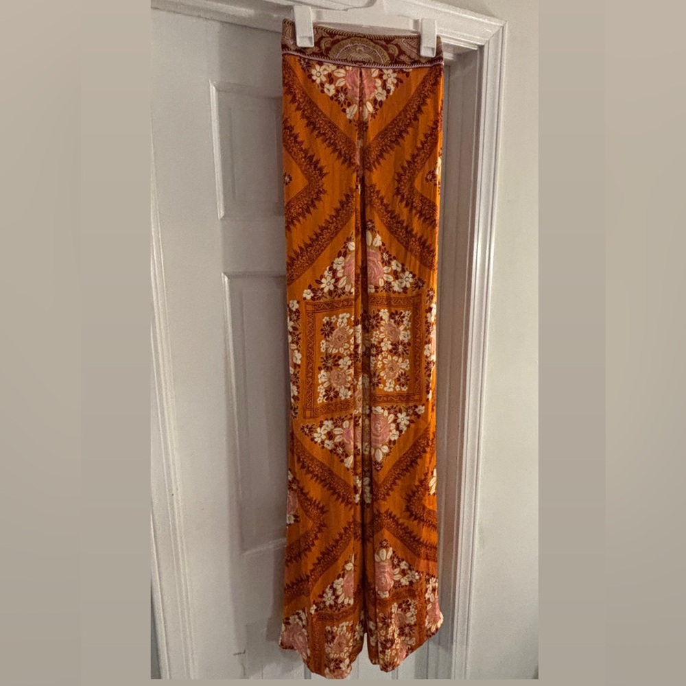 Anthropologie Orange Floral Jumpsuit